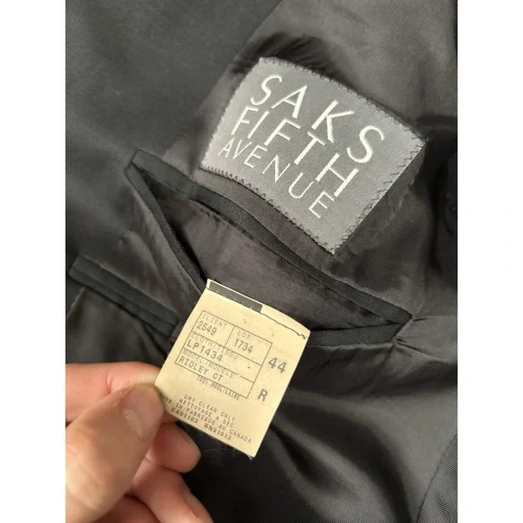 Loro Piana Italy Saks Fifth Ave Wool Blazer Sport Coat Mens 44R‎ Black